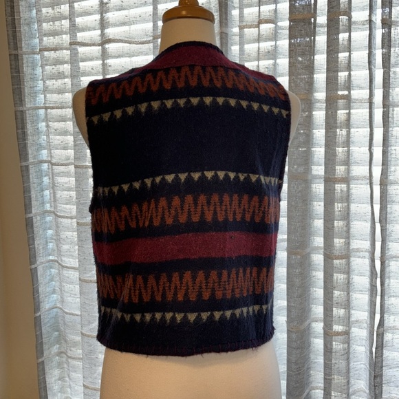 Multicolor western Style Wool Blend Button-Up Vest - Picture 3 of 7